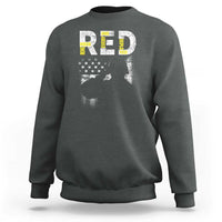 Charcoal crewneck sweatshirt with vintage American flag veteran graphic