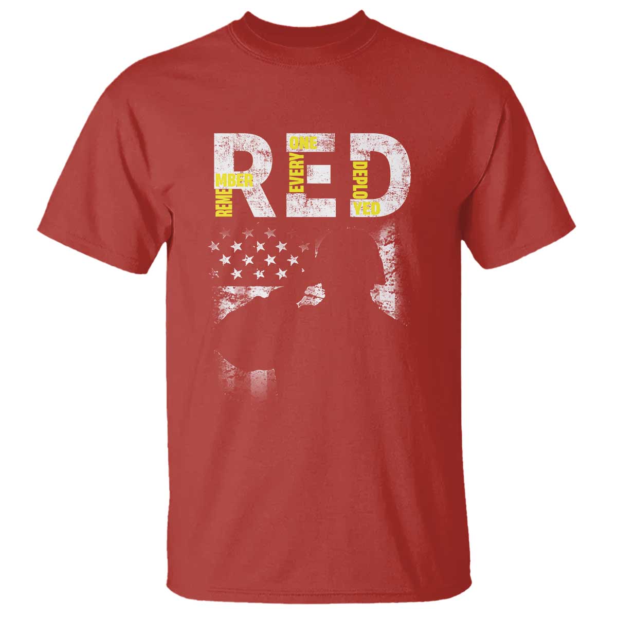 RED Friday T Shirt Remember Everyone Deployed Vintage American Flag Military Veterans