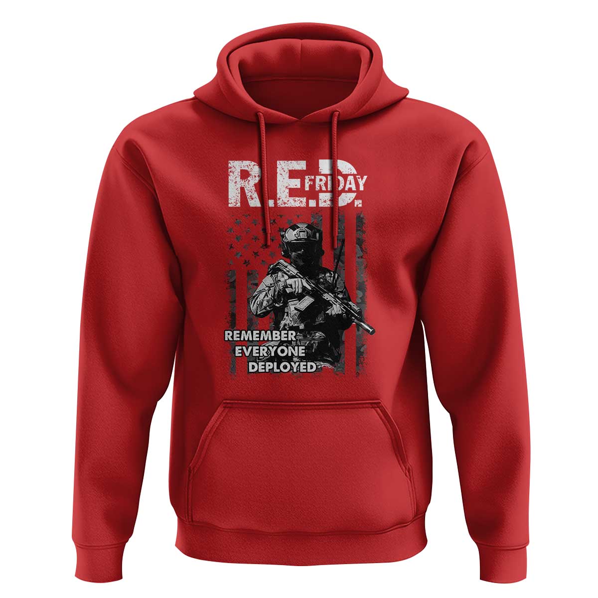 RED Friday Hoodie Remember Everyone Deployed Vintage American Flag Military Patriotic