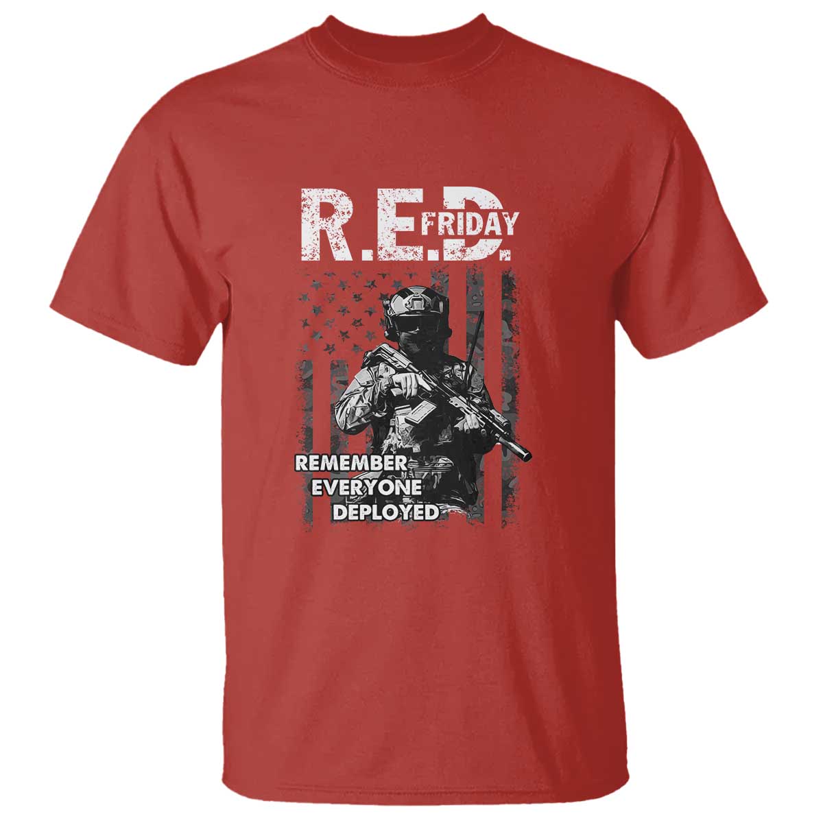 RED Friday T Shirt Remember Everyone Deployed Vintage American Flag Military Patriotic