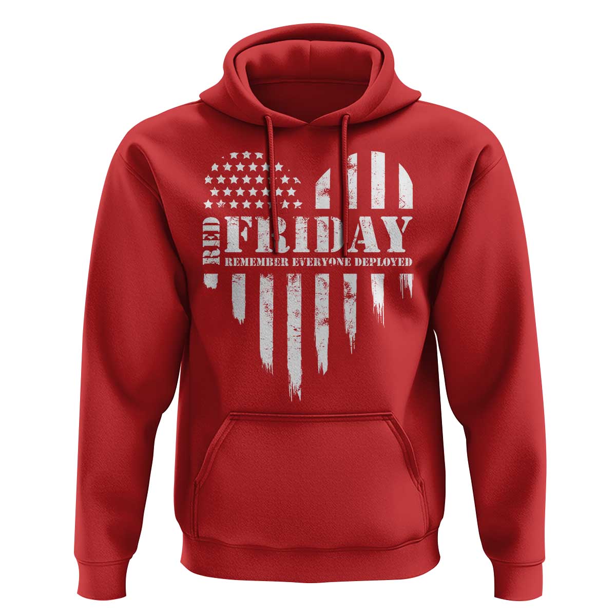 Red Friday Hoodie Remember Everyone Deployed Vintage American Flag Military Veterans Heart