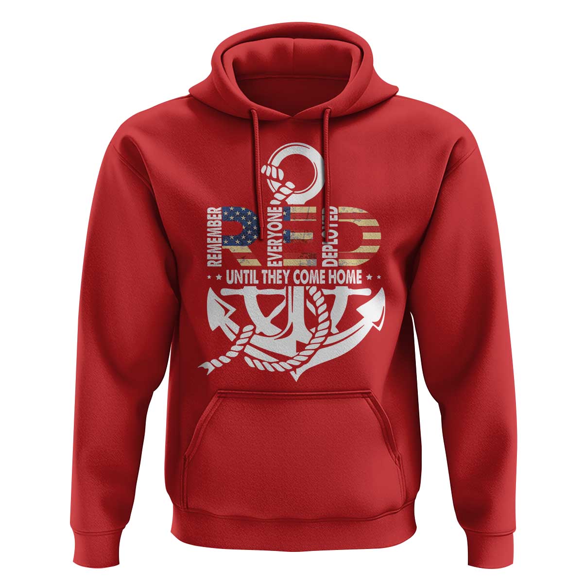 RED Friday Hoodie Until They Come Home Anchors American Flag Star