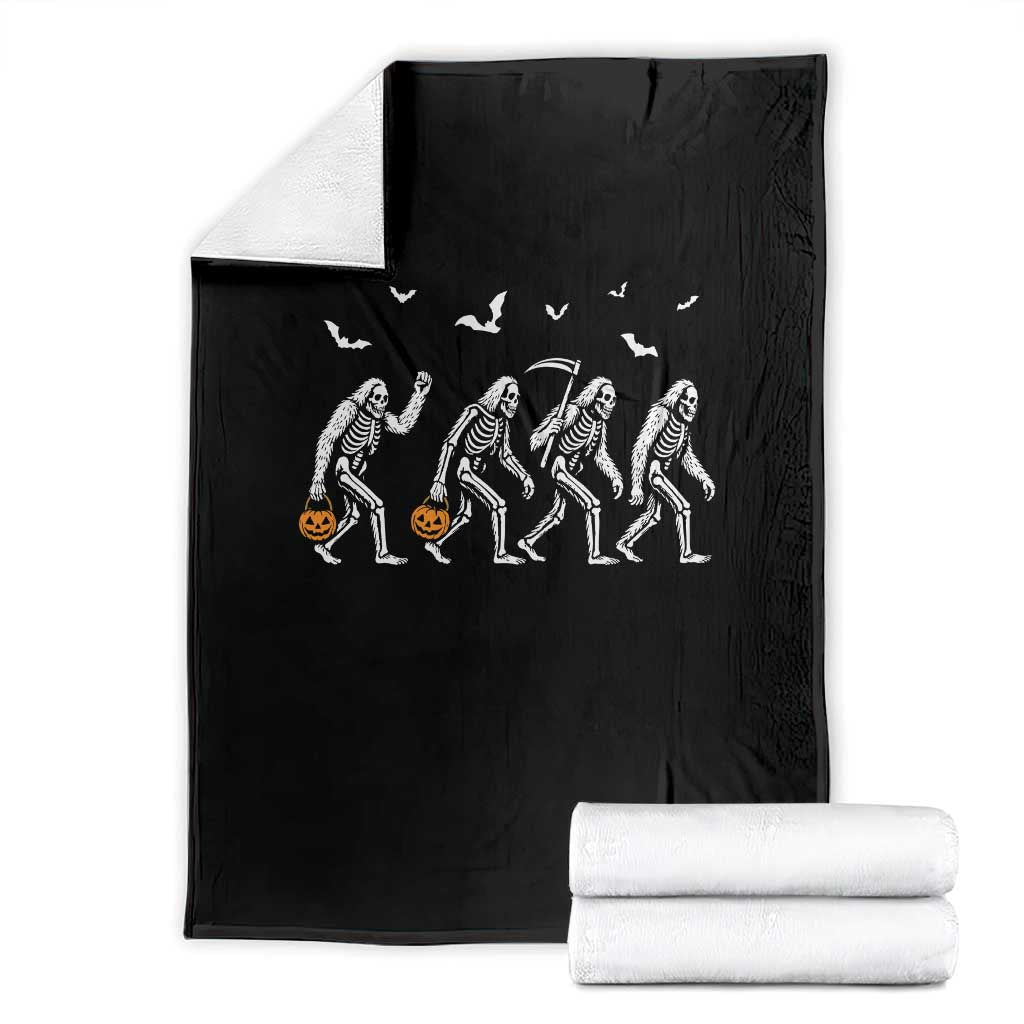 Funny Halloween Bigfoot Throw Blanket Skeleton Sasquatch Jack O Lantern - Wonder Print Shop