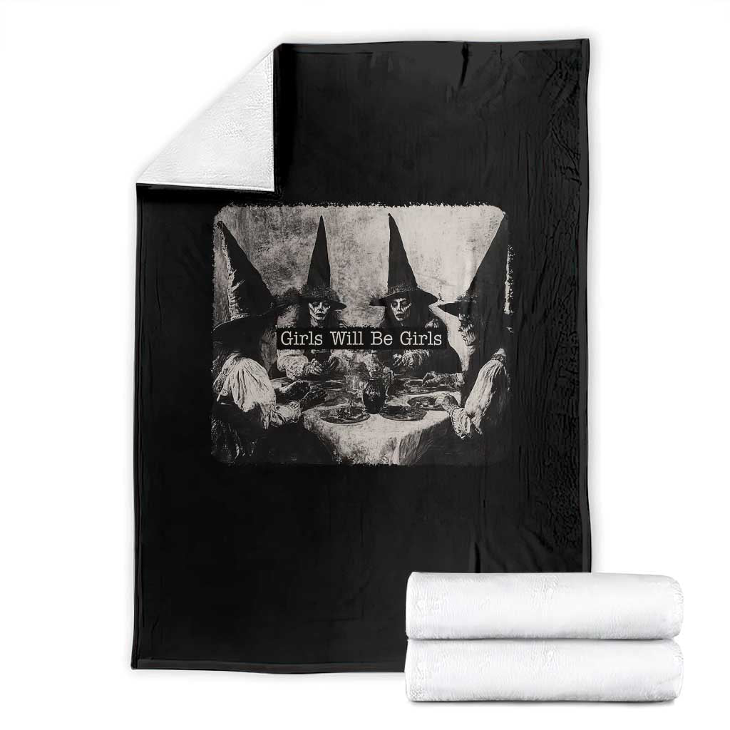Funny Witch Girls Will Be Girls Throw Blanket Feminist Halloween - Wonder Print Shop