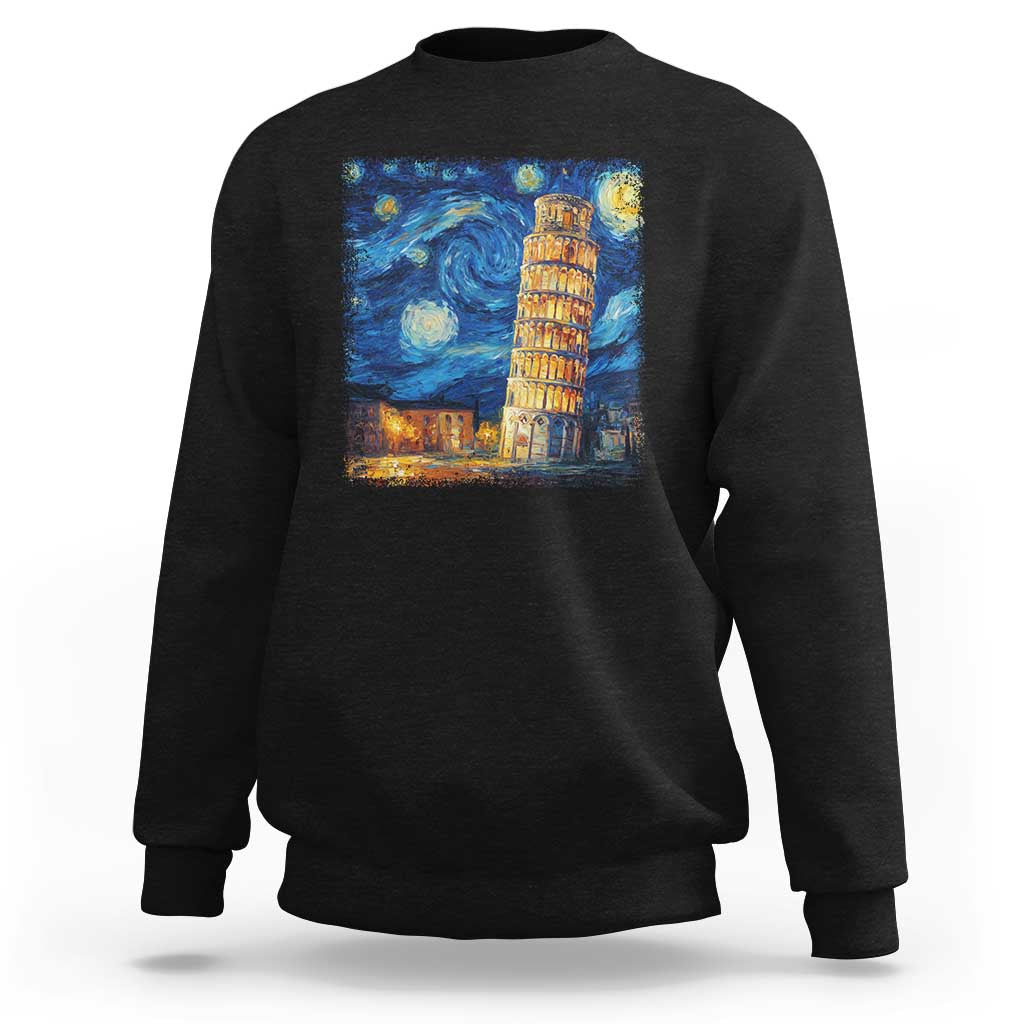 Italy Pisa Tower Starry Night Italian Rome Tourists Sweatshirt