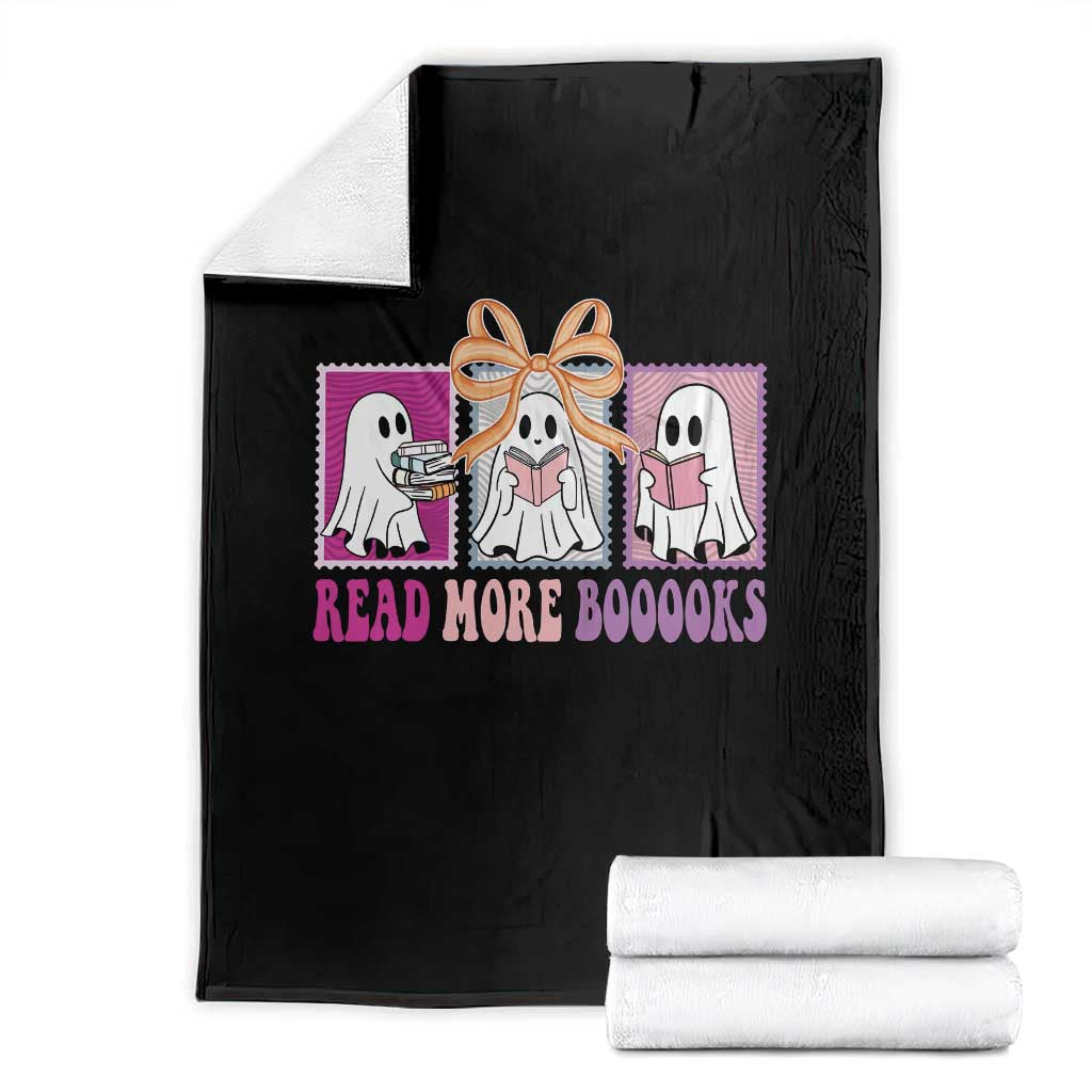 Halloween Teacher Throw Blanket Read More Boooooks Cute Ghost Reading Books - Wonder Print Shop