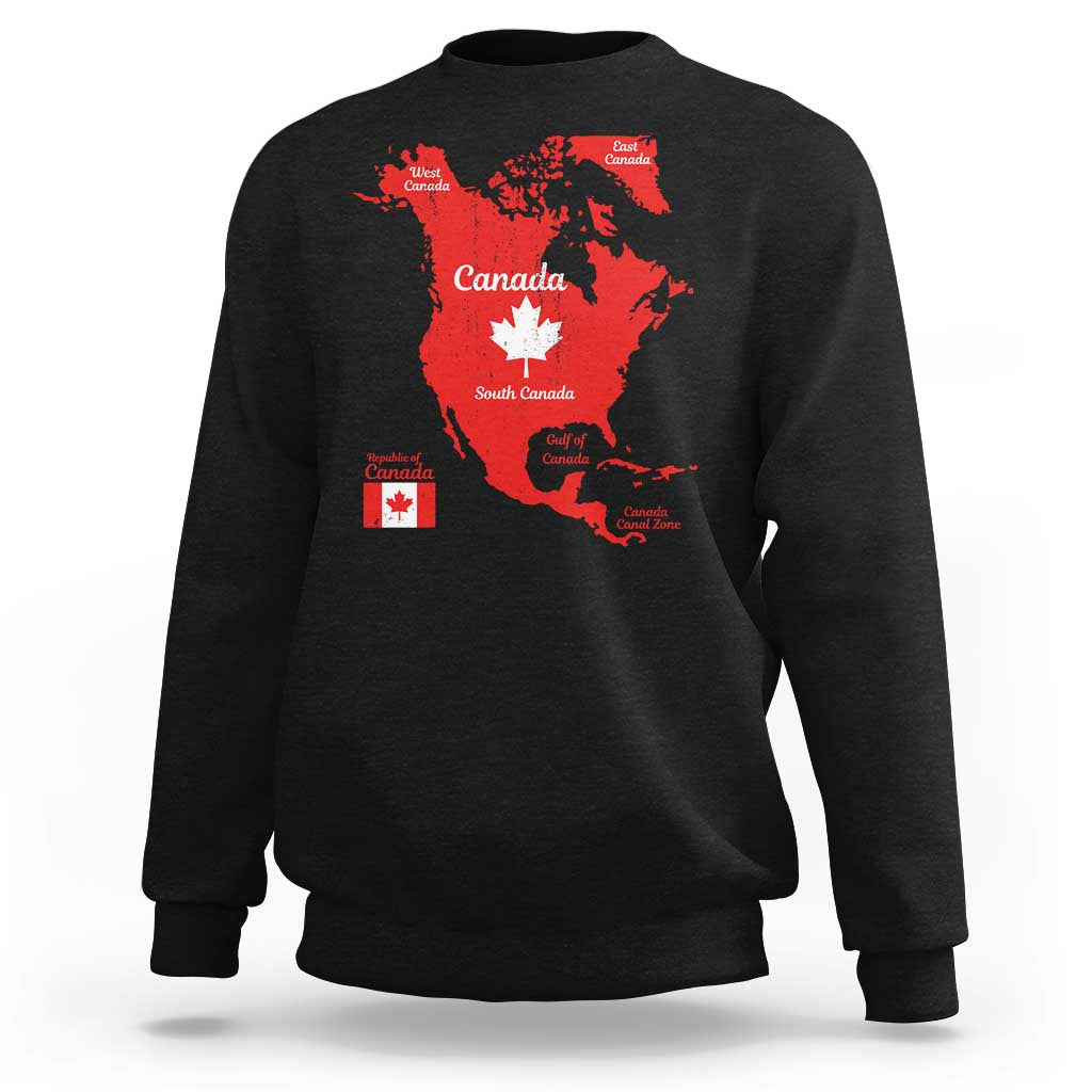 Funny All Canada Territory Map Sweatshirt Canadian Pride Patriotic Vintage Maple Leaf