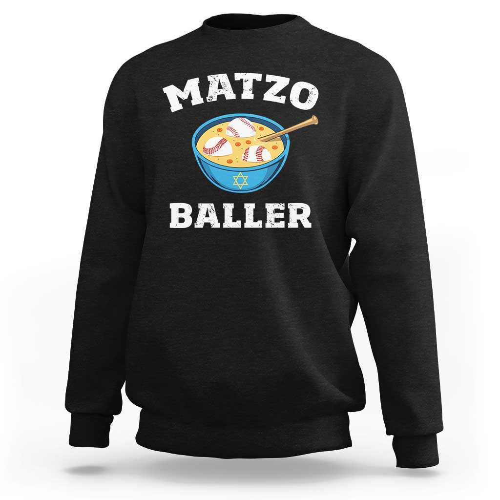 Funny Hanukkah Baseball Sweatshirt Matzo Baller Matzah Ball Jewish Chanukah Sports Lover - Wonder Print Shop
