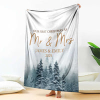 Personalized First Christmas As Mr & Mrs Throw Blanket Custom Name Couple - Wonder Print Shop