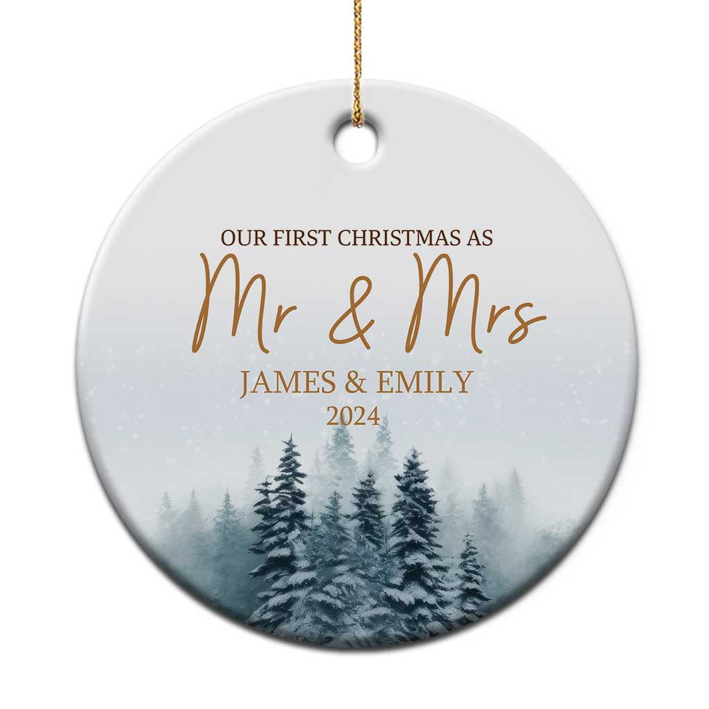 Personalized First Christmas As Mr & Mrs Christmas Ornament Custom Name Couple 2024 - Wonder Print Shop