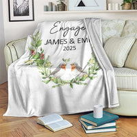 Personalized Engaged Throw Blanket Custom Name Mr & Mrs Engagement Bird Mistletoe - Wonder Print Shop