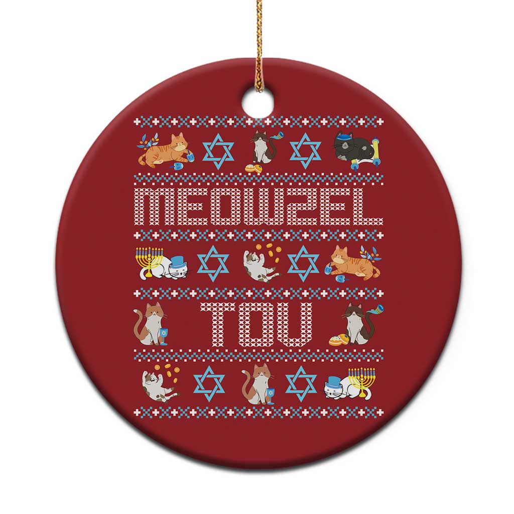 Funny Hanukkah Cats Christmas Ornament Meowzel Tov Chanukah Menorah David Stars - Wonder Print Shop