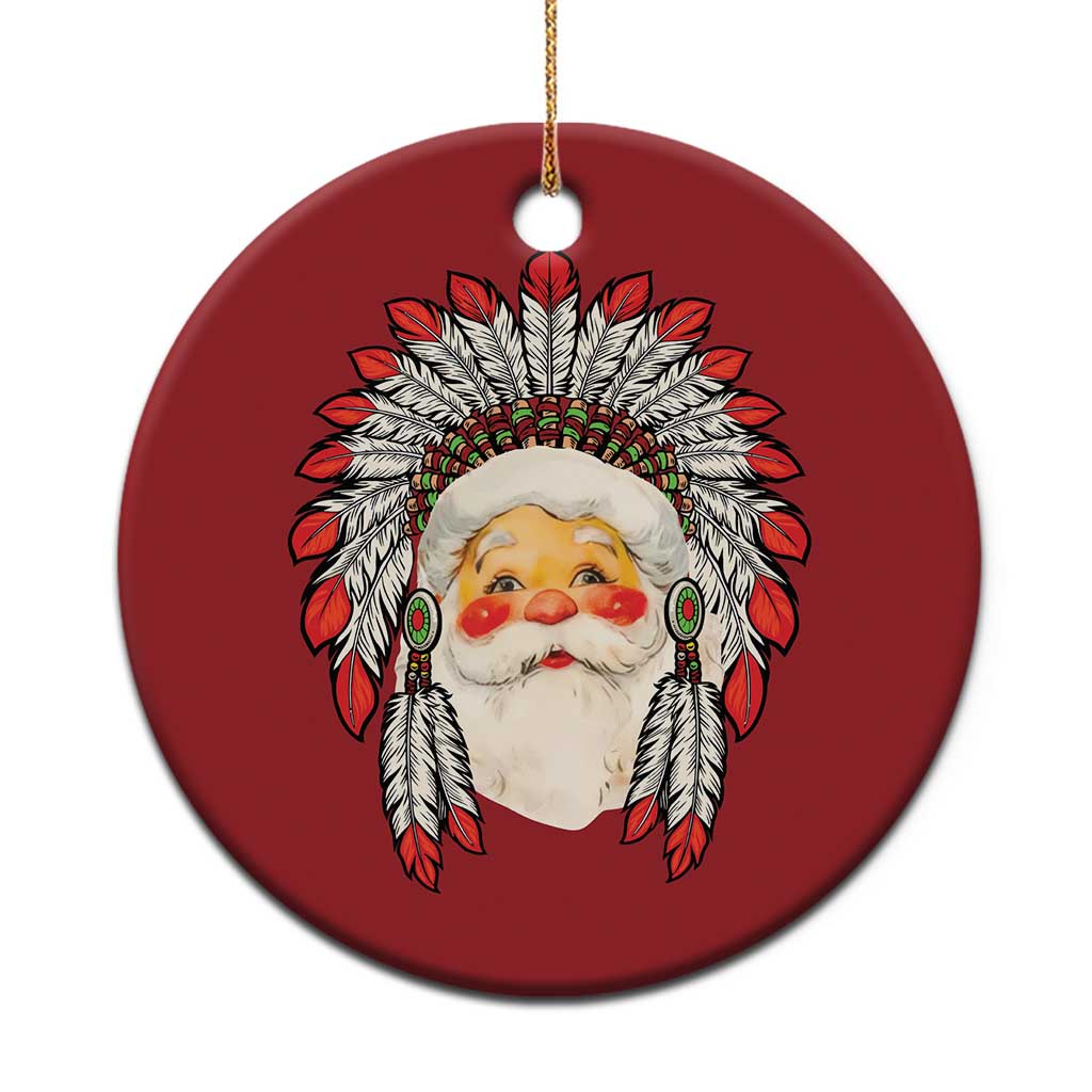 Funny Xmas Native American Indian Santa War Bonnet Christmas Ornament - Wonder Print Shop