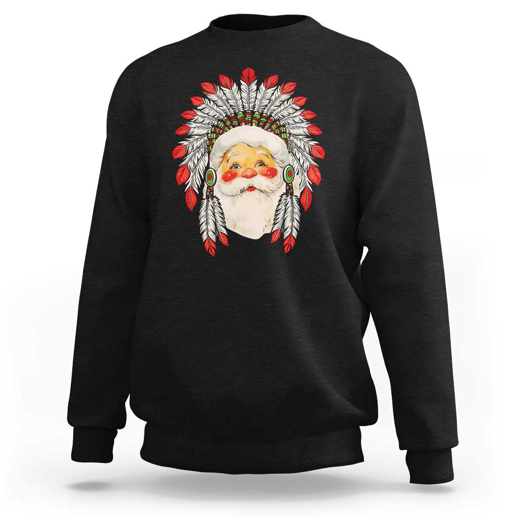 Funny Christmas Native American Indian Santa War Bonnet Sweatshirt - Wonder Print Shop