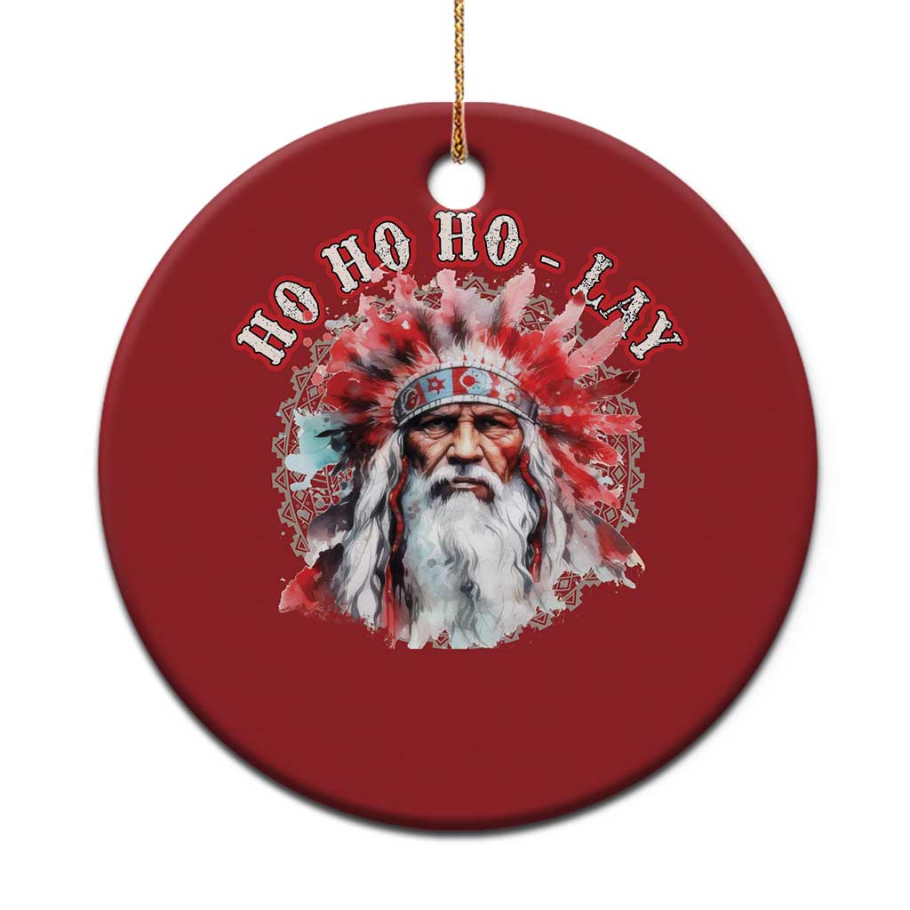 Funny Christmas Native American Christmas Ornament Ho Ho Lay War Bonnet Santa Indian Tribes - Wonder Print Shop