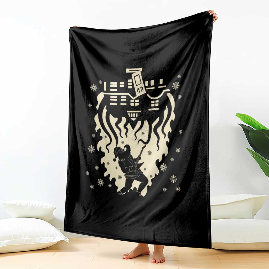Funny Stranger Christmas Throw Blanket Heavy Metal Santa Upside Down - Wonder Print Shop