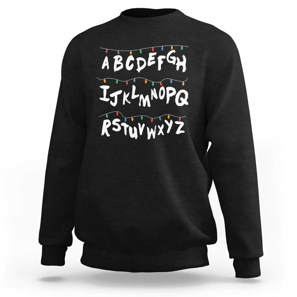 Funny Stranger Christmas Sweatshirt Alphabet Xmas Lights - Wonder Print Shop