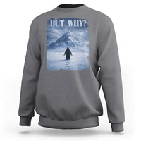Nihilist Penguin But Why Sweatshirt Snow Mountains Motivational Penguin Meme