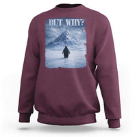 Nihilist Penguin But Why Sweatshirt Snow Mountains Motivational Penguin Meme