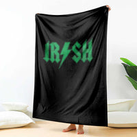 Funny Irish Rocker St Patrickss Day Lightning Bolt Rock and Roll Throw Blanket