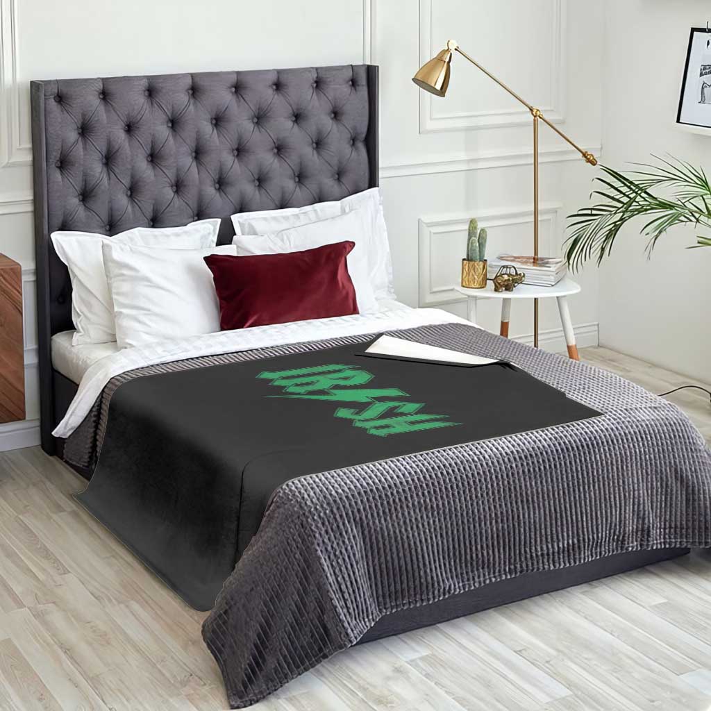 Funny Irish Rocker St Patrickss Day Lightning Bolt Rock and Roll Throw Blanket