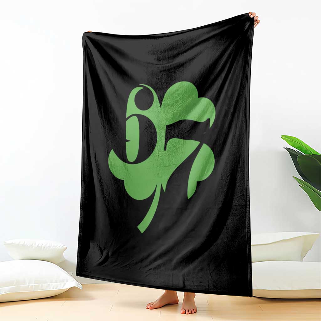 Funny St Patricks Day 67 Six Seven Meme Shamrock Throw Blanket