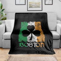 Boston St Patricks Day Throw Blanket Distressed Shamrock Vintage Irish Flag