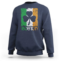 Boston St Patricks Day Sweatshirt Distressed Shamrock Vintage Irish Flag