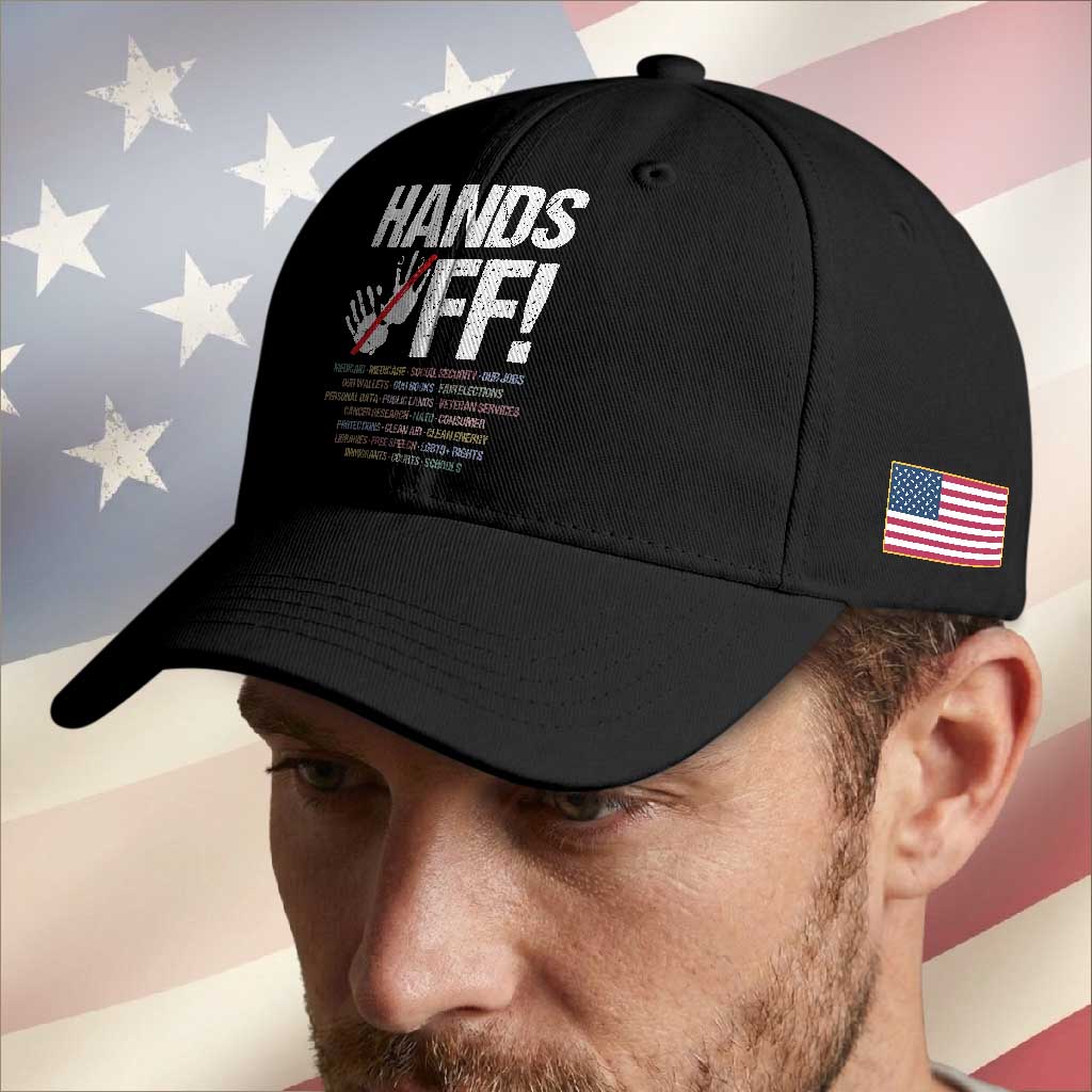 Hands Off Baseball Cap Social Security And Medicare Protest Vintage Hand Print