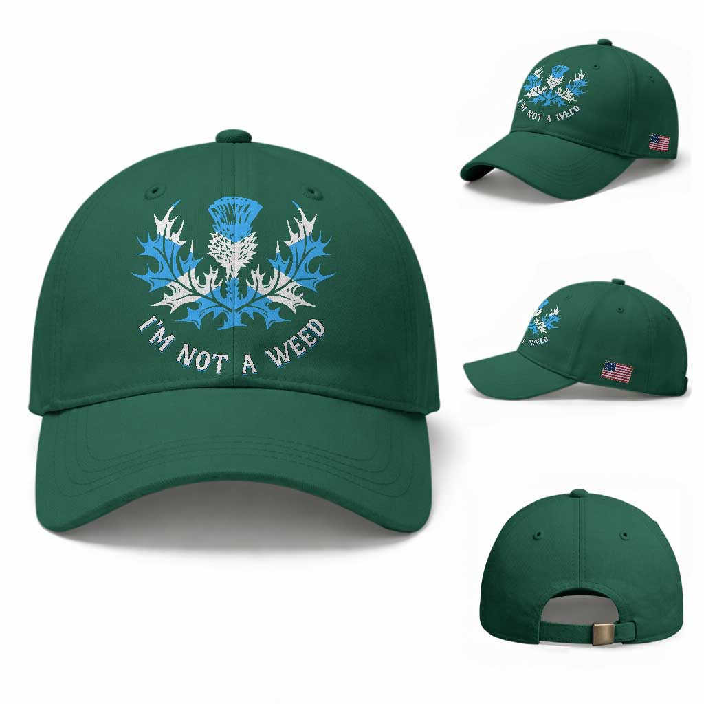 Funny Scottish Thistle I Am Not A Weed Baseball Cap Scotland Flag