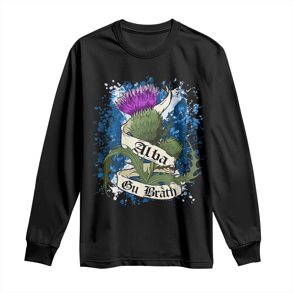 Alba Gu Brath Long Sleeve Shirt Vintage Thistle Flower Scottish Scotland Flag Saltire