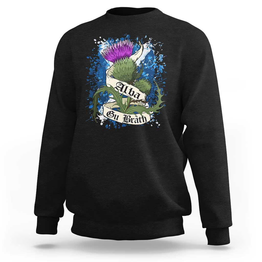 Alba Gu Brath Sweatshirt Vintage Thistle Flower Scottish Scotland Flag Saltire