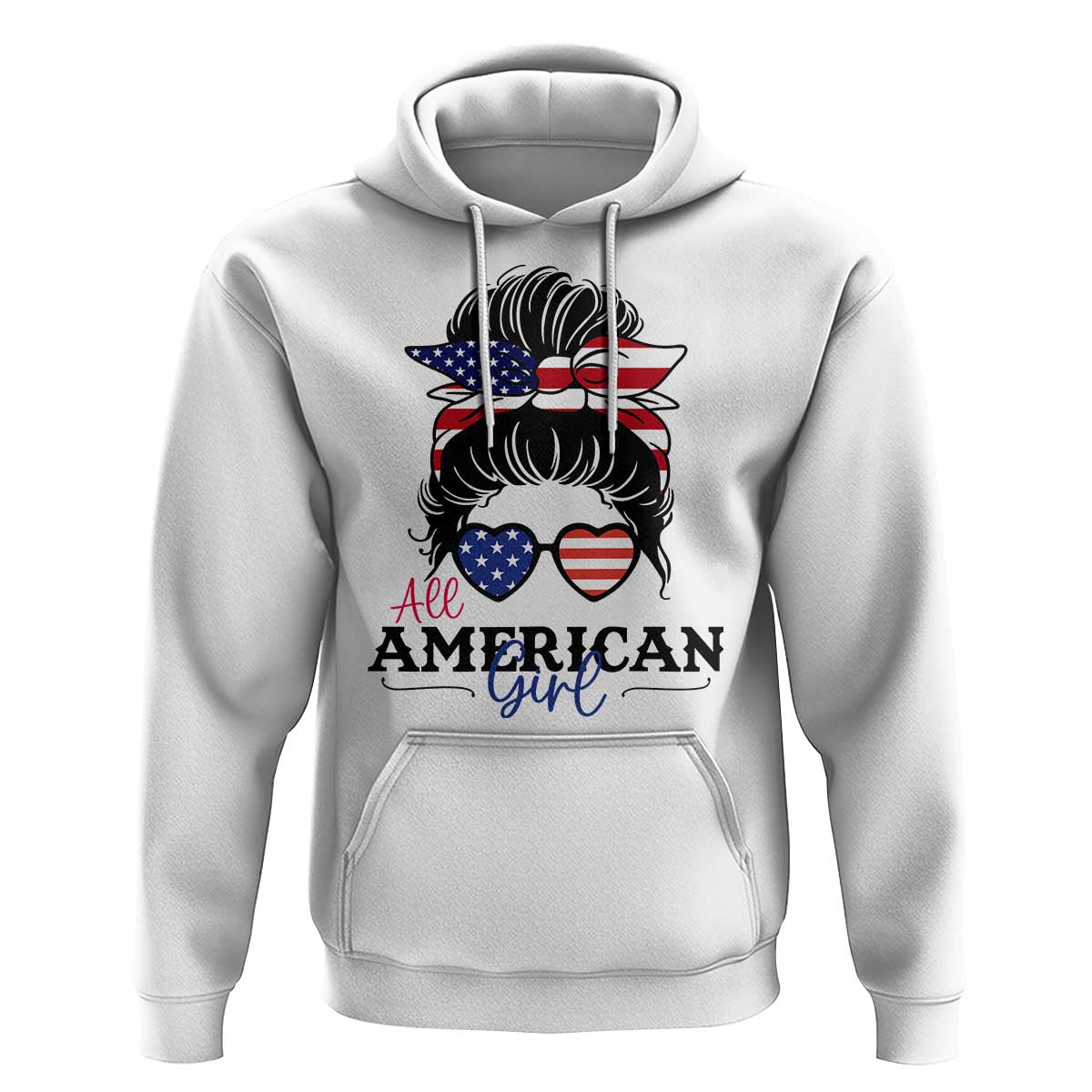 Fourth Of July Hoodie All American Girl USA Flag Independence Day - Wonder Print Shop