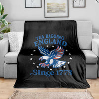 Tea Bagging England Since 1773 Throw Blanket Patriotic Eagle 4th of July