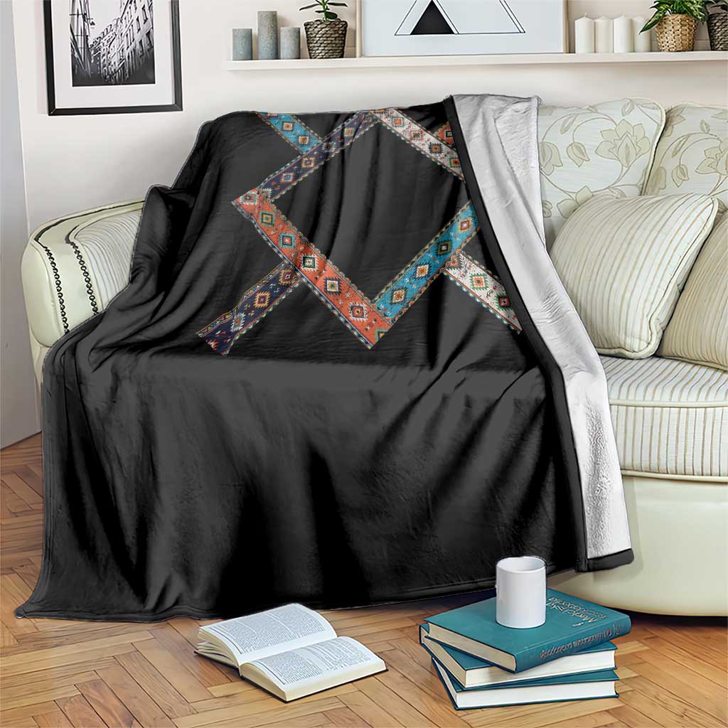 Northern Cheyenne Tribe Flag Montana Tribal Pattern Throw Blanket