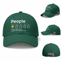 People 1 Star Total Nightmare Would Not Recommend Baseball Cap Funny Sarcastic