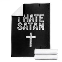 I Hate Satan Throw Blanket Funny Christian Jesus Cross