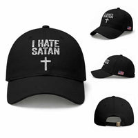 I Hate Satan Baseball Cap Funny Christian Jesus Cross