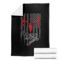 Deer Skull Compound Bow Hunting Archery American Flag Throw Blanket