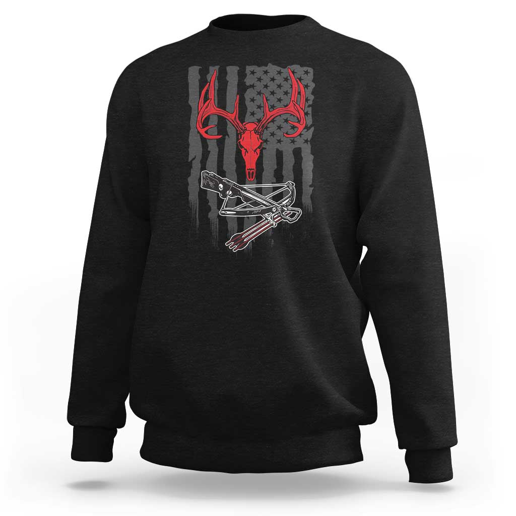 Deer Skull Compound Bow Hunting Archery American Flag Sweatshirt