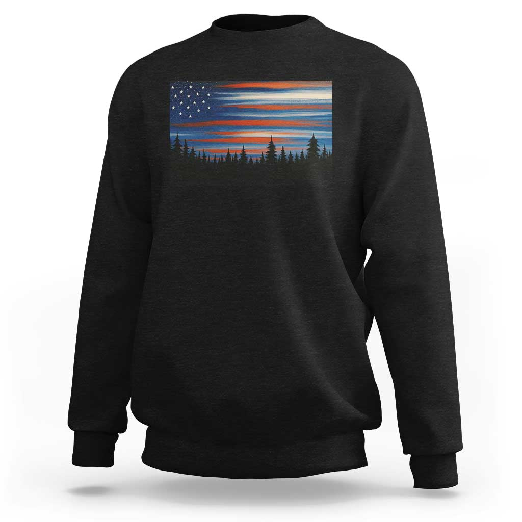 Forest Tree Wildlife Nature Outdoor American USA Flag Sweatshirt