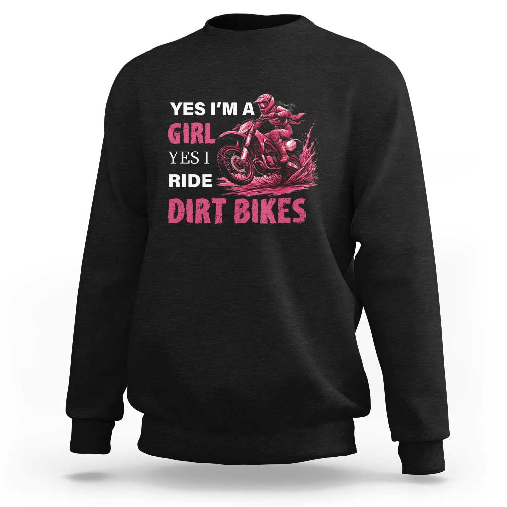 Black dirt bike motocross sweatshirt with pink girl graphic on front