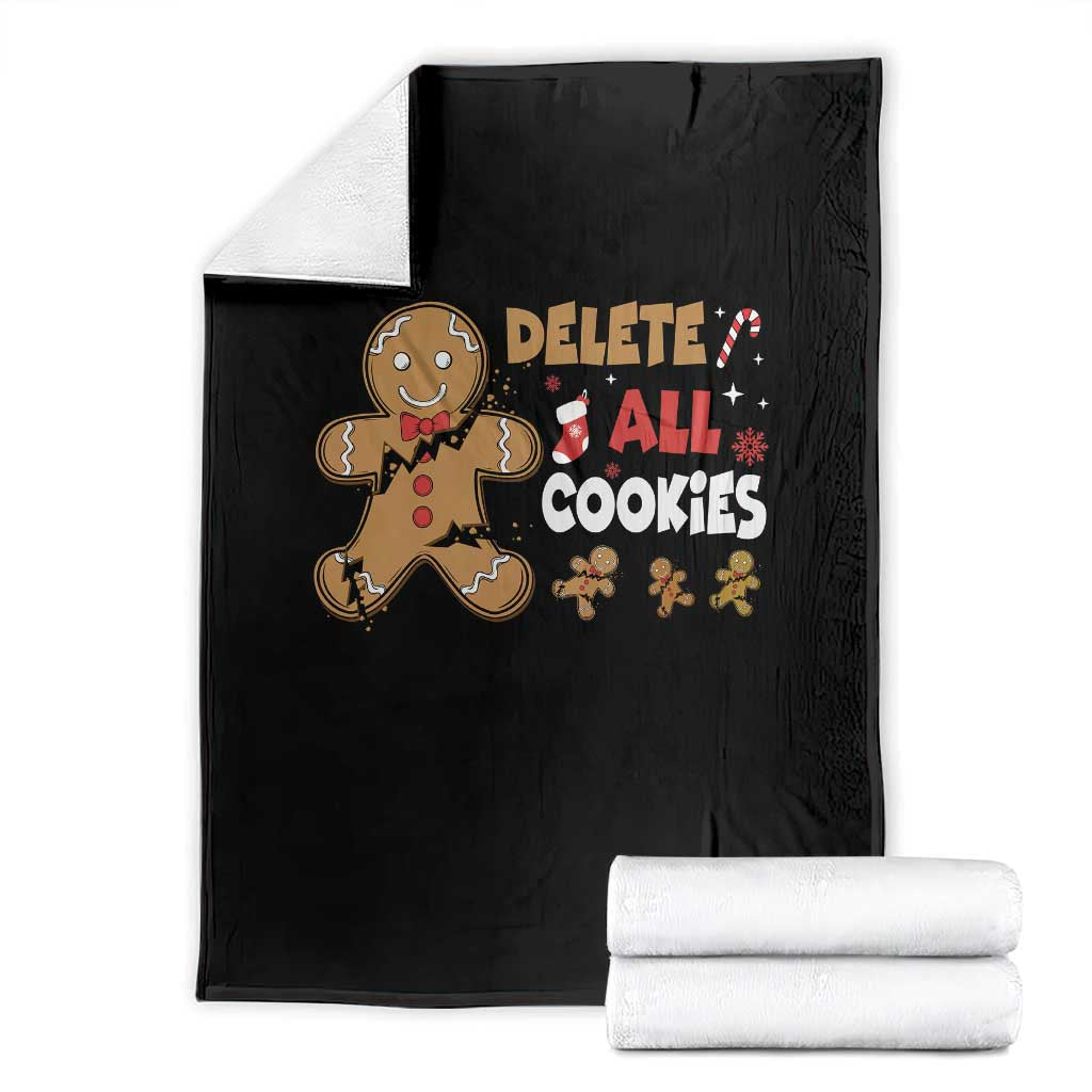 Funny Christmas Delete All Cookies Throw Blanket Xmas Gingerbread - undefined
