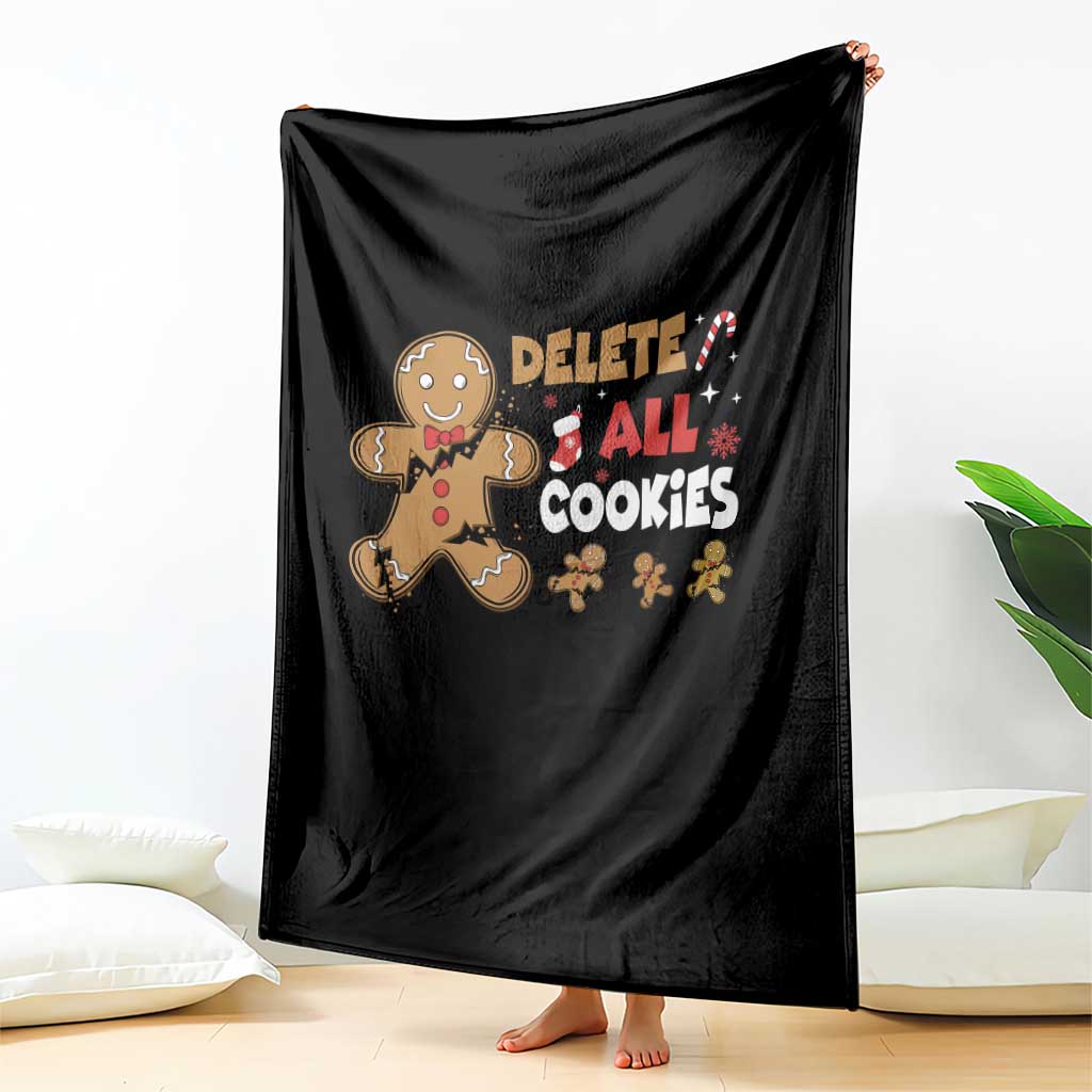 Funny Christmas Delete All Cookies Throw Blanket Xmas Gingerbread - undefined