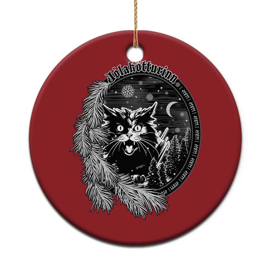 Funny Yule Black Cat Mistletoe Jolakotturinn Christmas Ornament - Wonder Print Shop