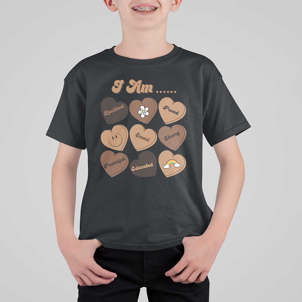 African American Proud Black History Month T Shirt For Kid Melanin Hearts