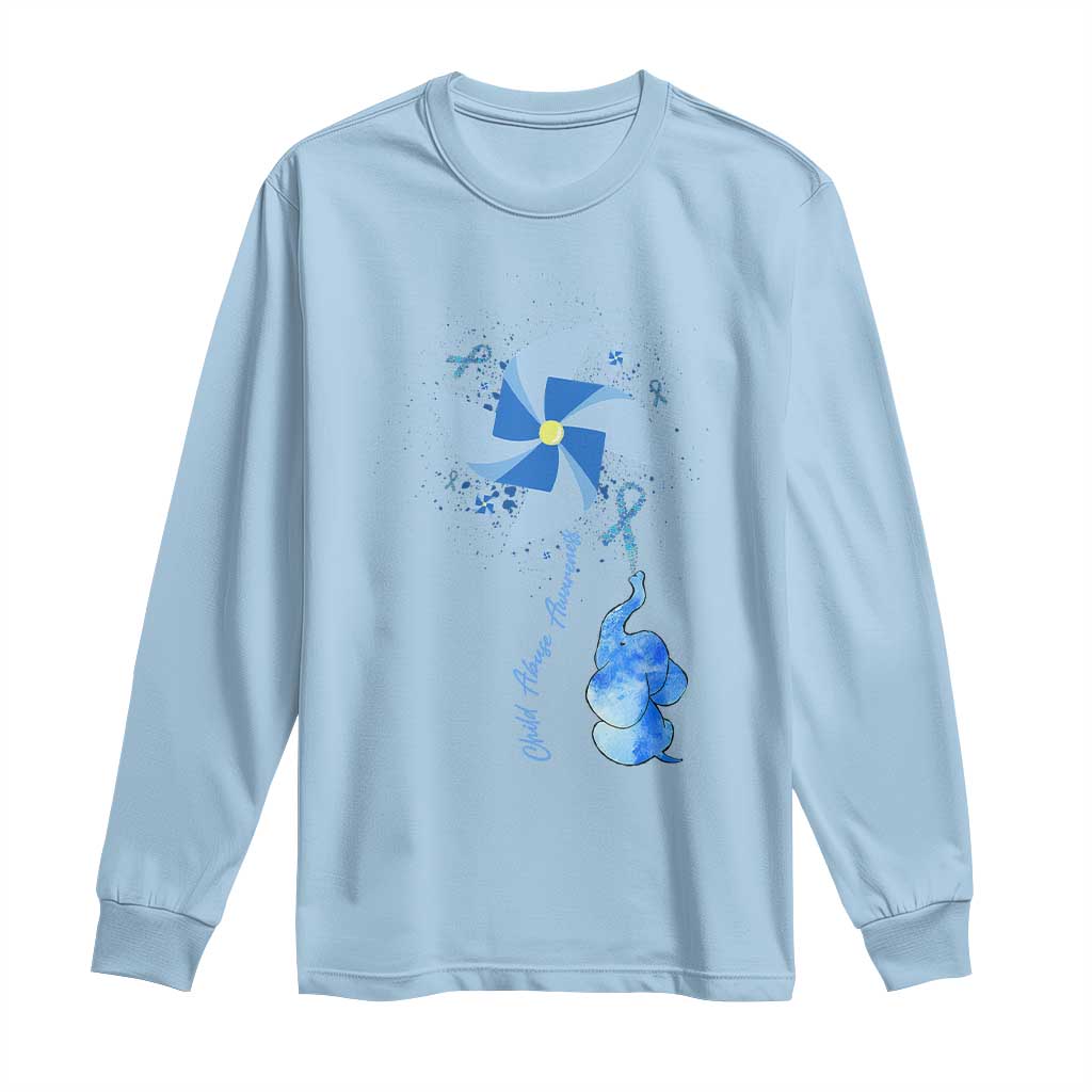 Child Abuse Prevention Awareness Long Sleeve Shirt Pinwheel Elephant