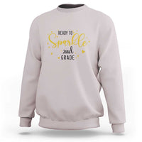 Sand crewneck sweatshirt with “Ready to sparkle 2nd grade” sparkle graphic