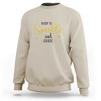 Ice gray crewneck sweatshirt with “Ready to sparkle 2nd grade” sparkle graphic