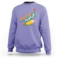 Violet sweatshirt with Teacher Saurus dinosaur graphic and pencil, crew neck